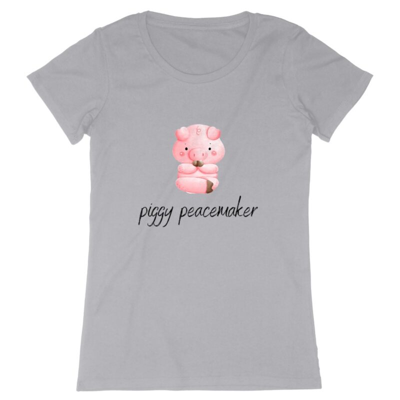 Piggy Peacemaker: Nachhaltiges Bio Yoga Shirt mit süßem Schweinchen-Motiv