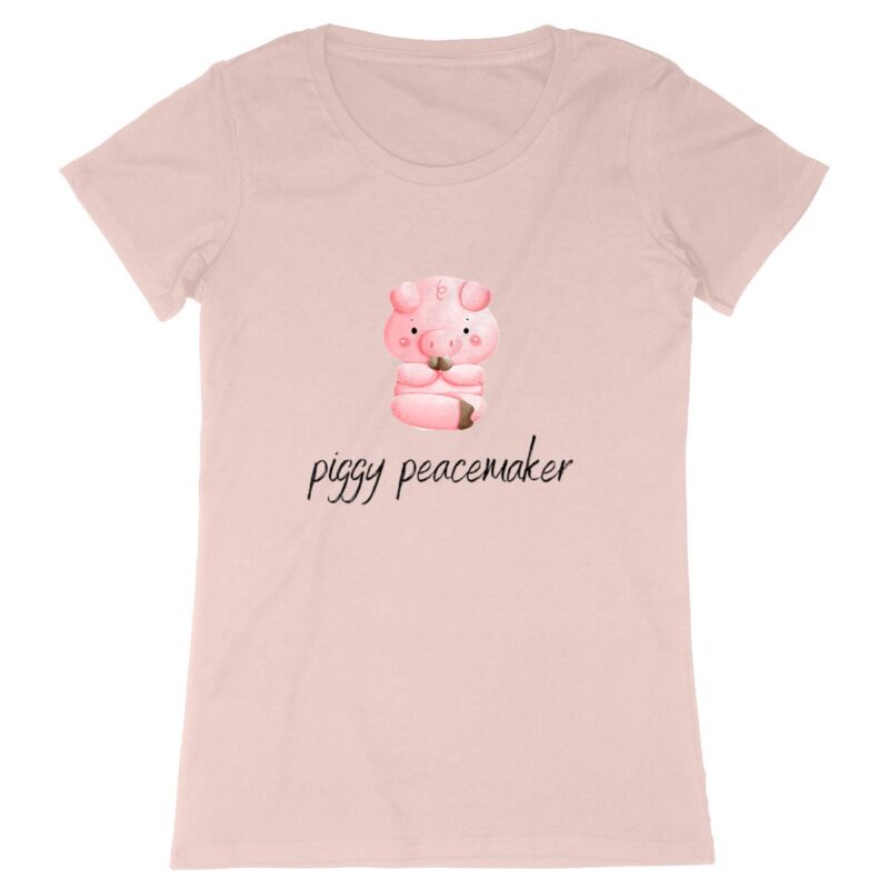 Piggy Peacemaker: Nachhaltiges Bio Yoga Shirt mit süßem Schweinchen-Motiv
