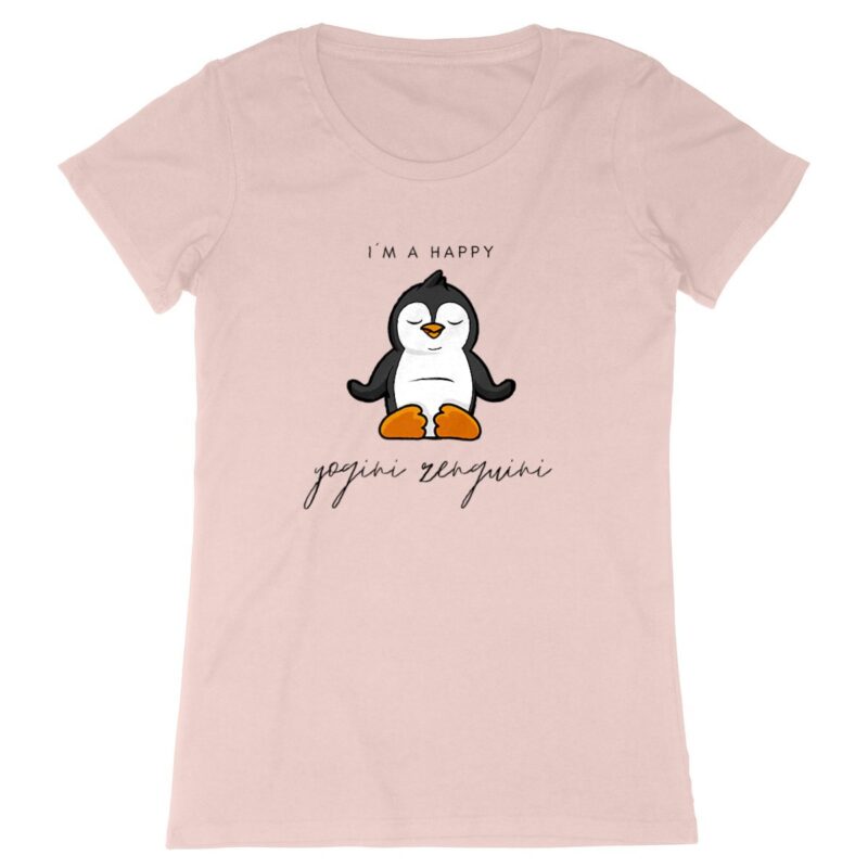 Witziges Bio Yoga Shirt mit meditierendem Zen-Pinguin
