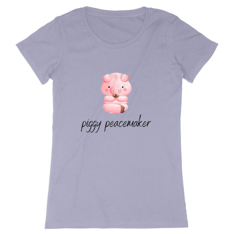 Piggy Peacemaker: Nachhaltiges Bio Yoga Shirt mit süßem Schweinchen-Motiv