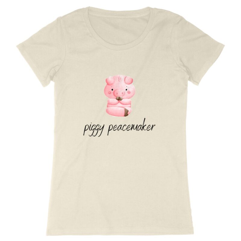 Piggy Peacemaker: Nachhaltiges Bio Yoga Shirt mit süßem Schweinchen-Motiv