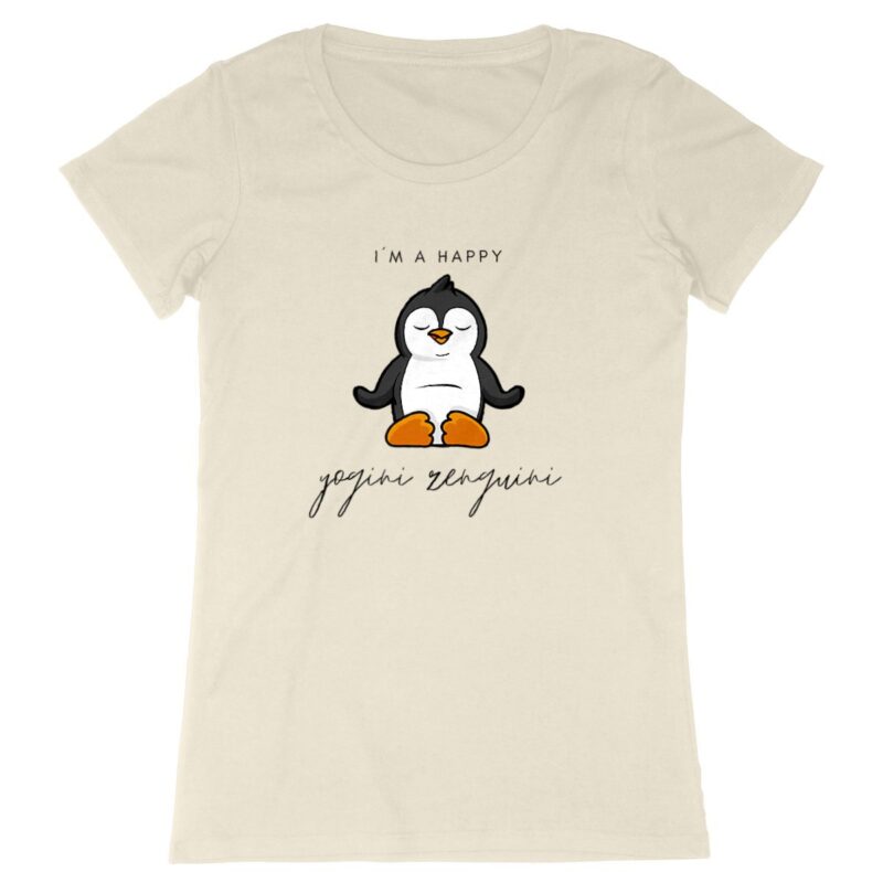 Witziges Bio Yoga Shirt mit meditierendem Zen-Pinguin
