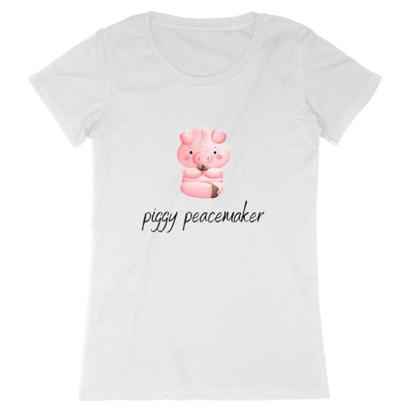 Piggy Peacemaker: Nachhaltiges Bio Yoga Shirt mit süßem Schweinchen-Motiv