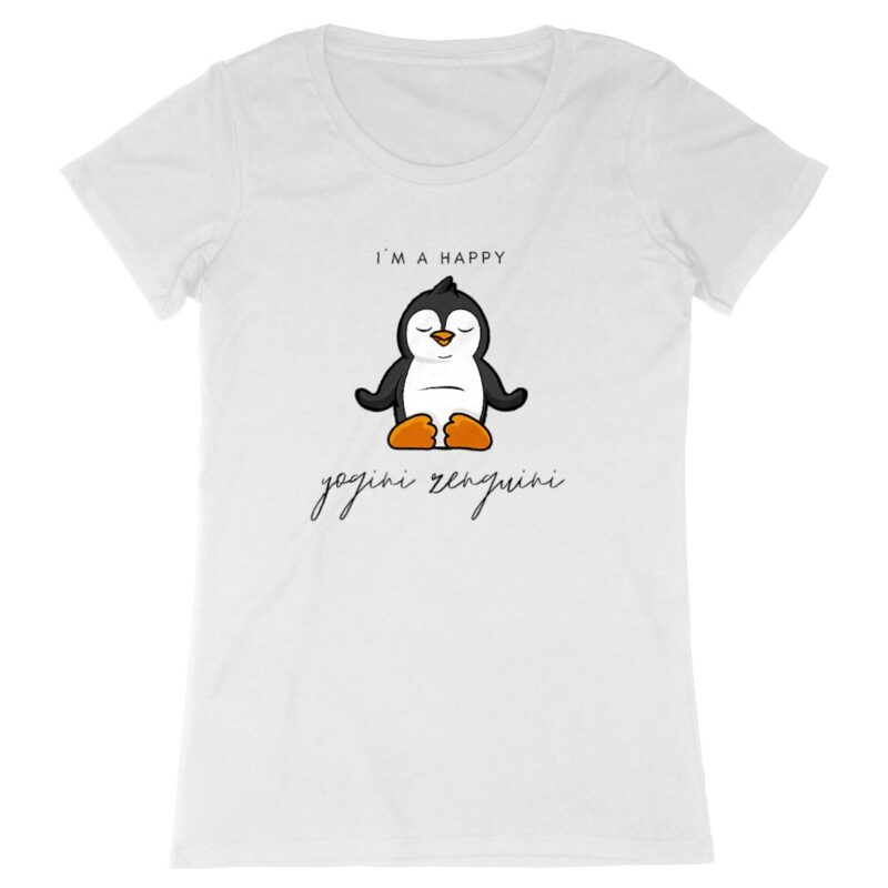 Witziges Bio Yoga Shirt mit meditierendem Zen-Pinguin